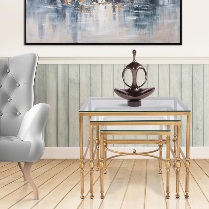 Howard Elliott Bonnifait Antique Gold Nesting Tables, Bronze