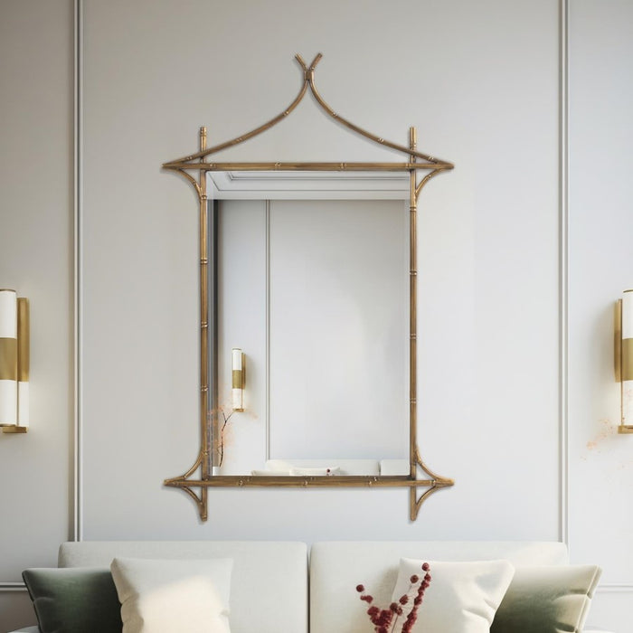 Howard Elliott Moreau Metal Bamboo Styled Mirror, Gold
