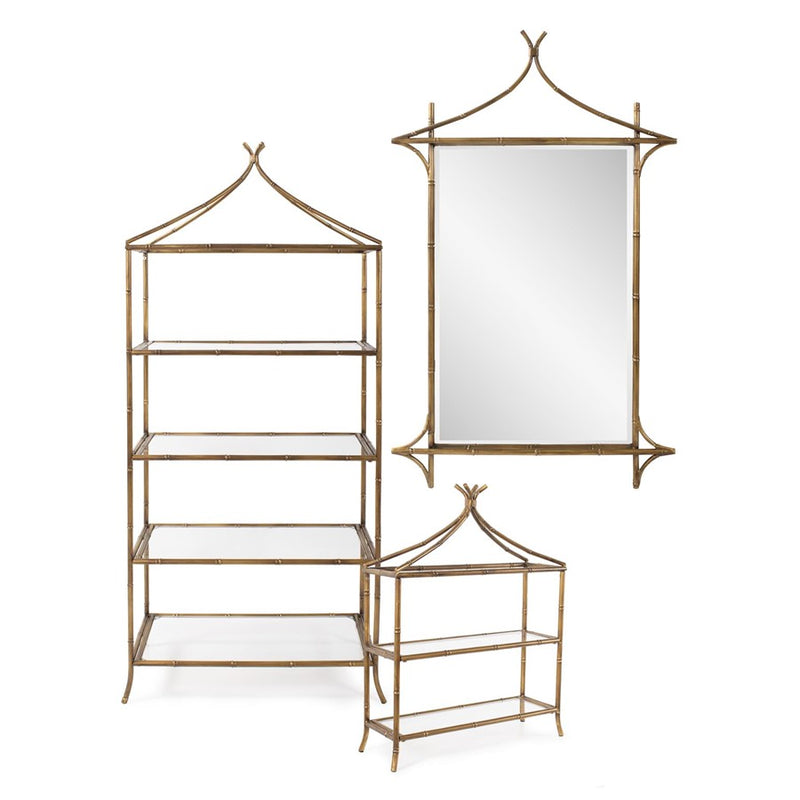 Howard Elliott Moreau Metal Bamboo Styled Mirror, Gold