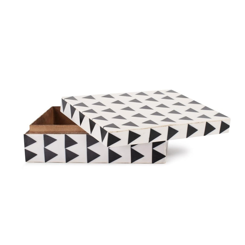 Howard Elliott Art Deco Decorative Lidded Box, Black/white