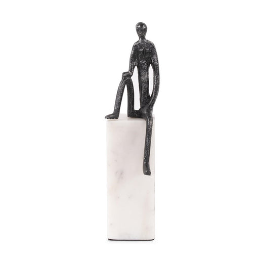 Howard Elliott Proud Moment Sculpture on White Marble Base, Black/White - 190021