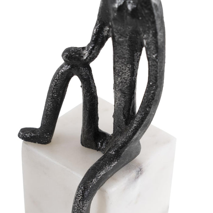 Howard Elliott Proud Moment Sculpture on White Marble Base, Black/White