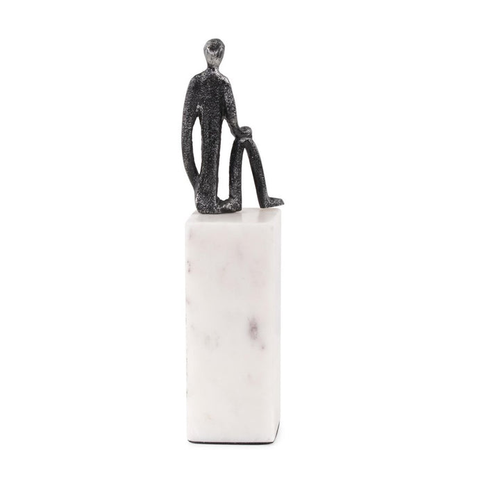 Howard Elliott Proud Moment Sculpture on White Marble Base, Black/White