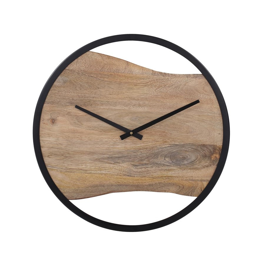 Howard Elliott Live Edge Round Clock, Black/Brown - 190022
