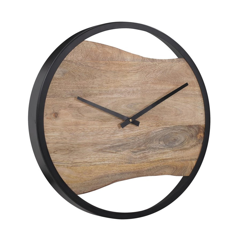 Howard Elliott Live Edge Round Clock, Black/Brown