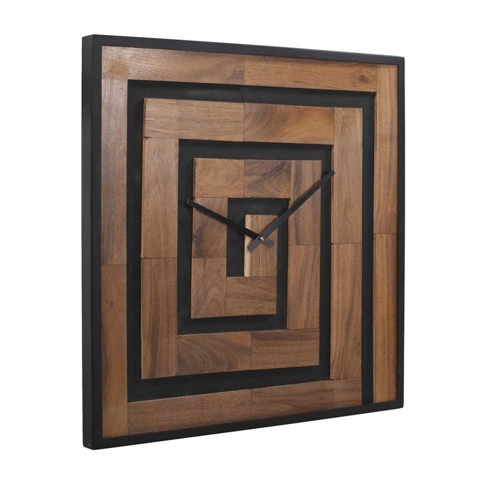Howard Elliott Helix Wooden Square Clock, Black/Brown