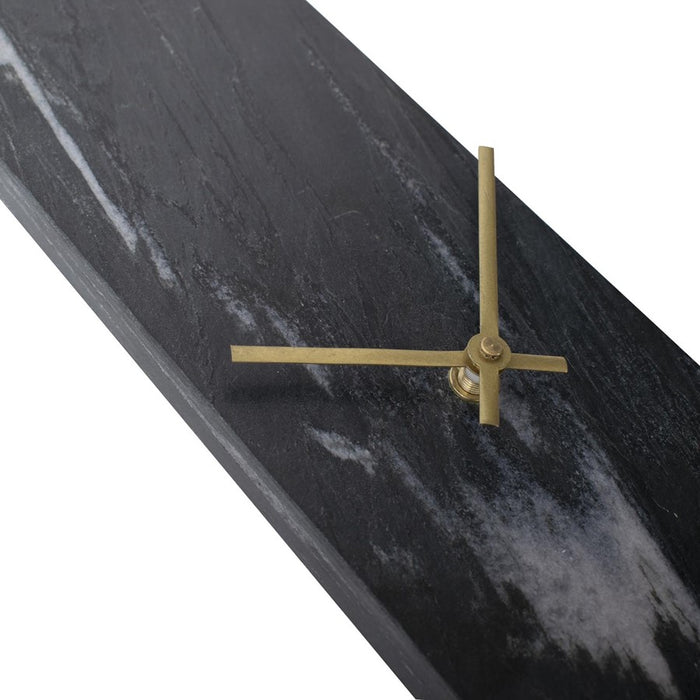 Howard Elliott Mies Black Marble Monolith Clock, Black/Gold