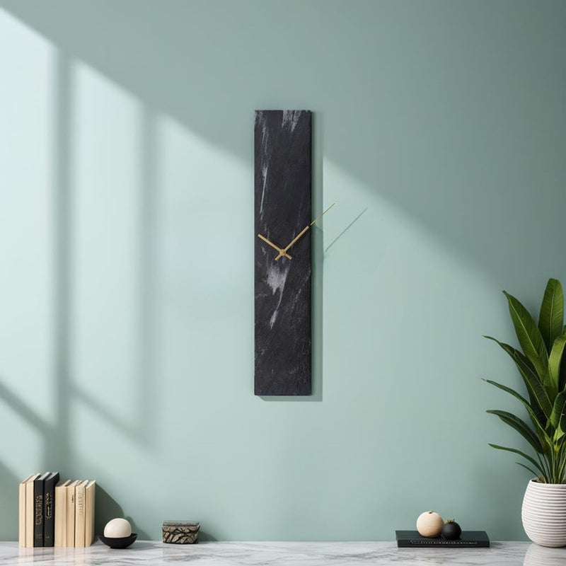 Howard Elliott Mies Black Marble Monolith Clock, Black/Gold