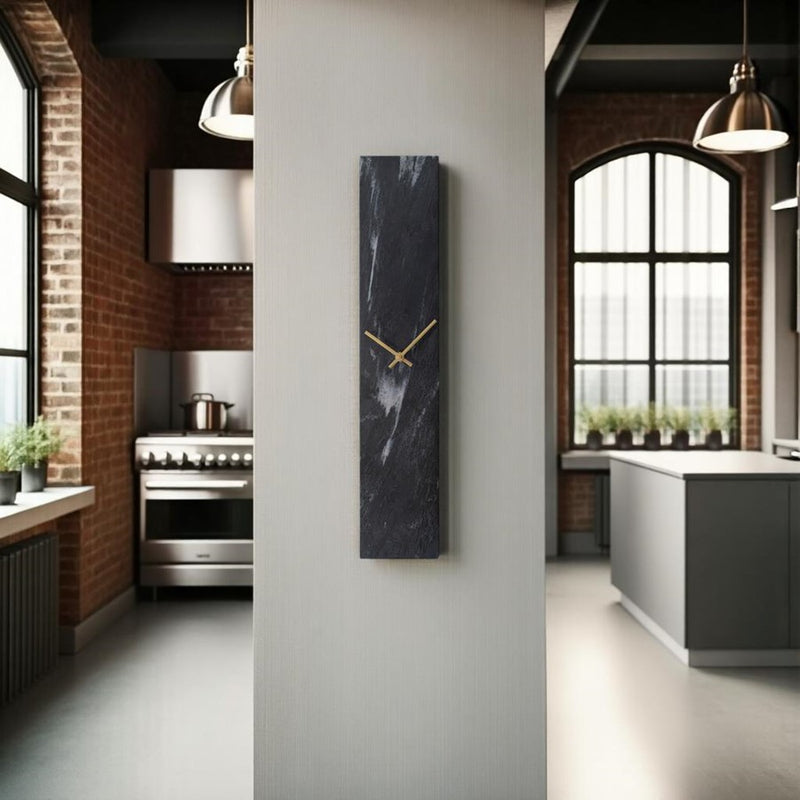 Howard Elliott Mies Black Marble Monolith Clock, Black/Gold