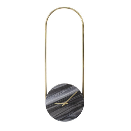 Howard Elliott Balance of Mies Marble/Stainless Steel Clock, Black/Gold - 190025
