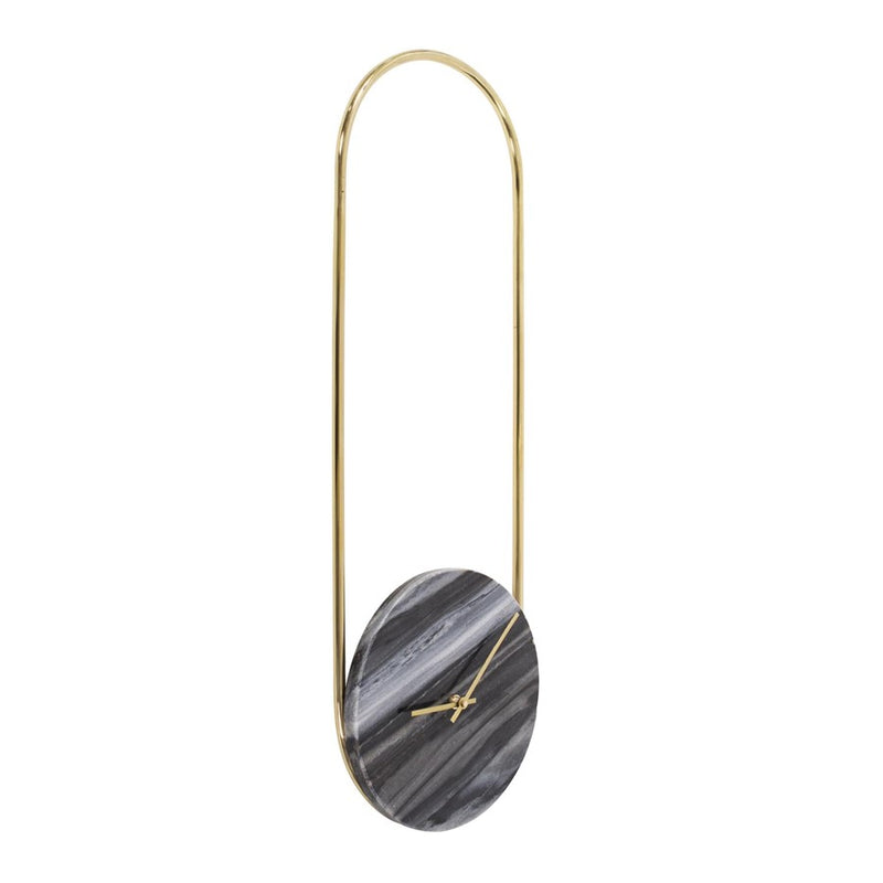 Howard Elliott Balance of Mies Marble/Stainless Steel Clock, Black/Gold