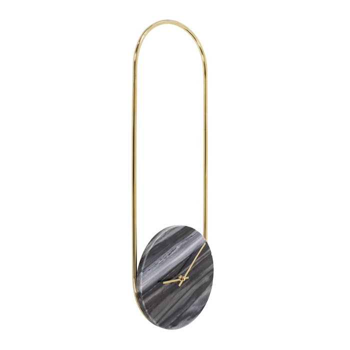 Howard Elliott Balance of Mies Marble/Stainless Steel Clock, Black/Gold