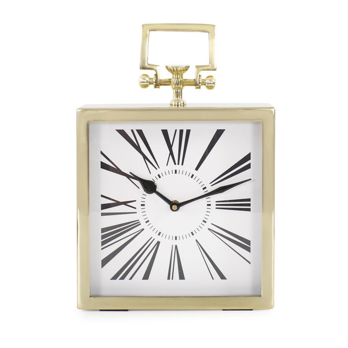 Howard Elliott Herbert Handled Table Clock, Polished Gold - 190027