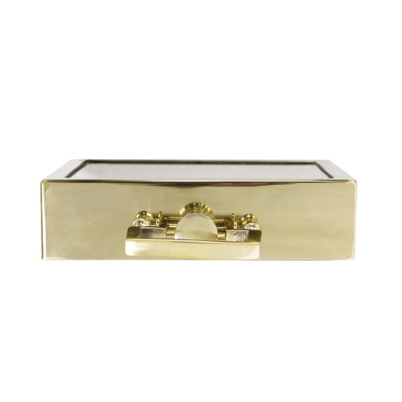 Howard Elliott Herbert Handled Table Clock, Polished Gold