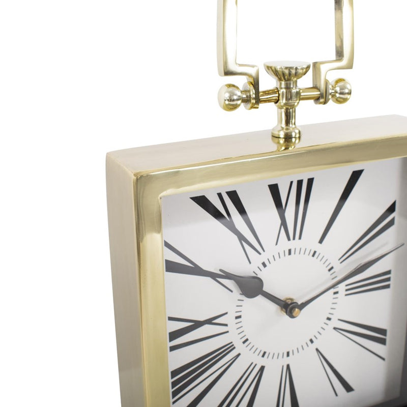 Howard Elliott Herbert Handled Table Clock, Polished Gold