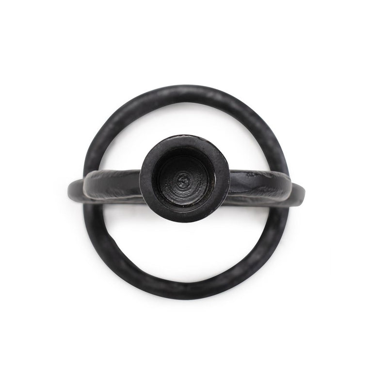 Howard Elliott Double Circle Arman Aluminum Candlestick, Black