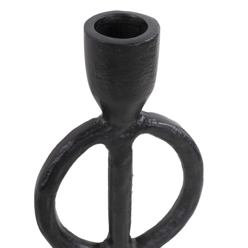 Howard Elliott Double Circle Arman Aluminum Candlestick, Black