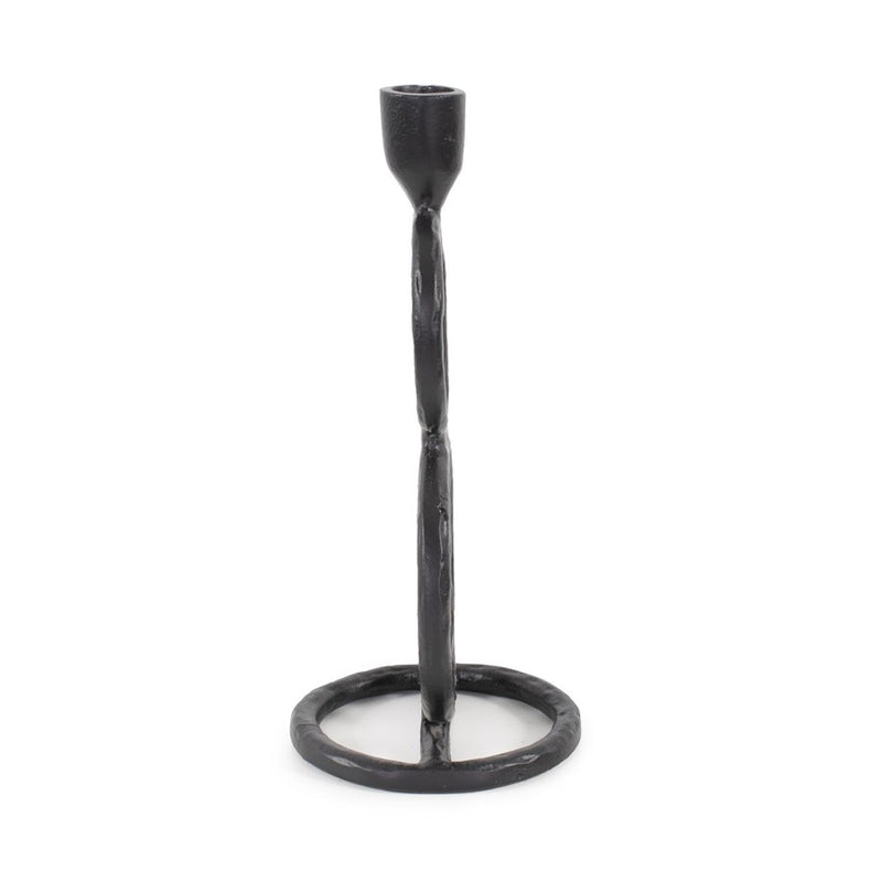 Howard Elliott Double Circle Arman Aluminum Candlestick, Black