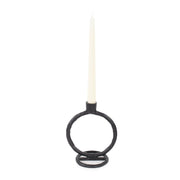 Howard Elliott Single Circle Arman Aluminum Candlestick, Black - 190032