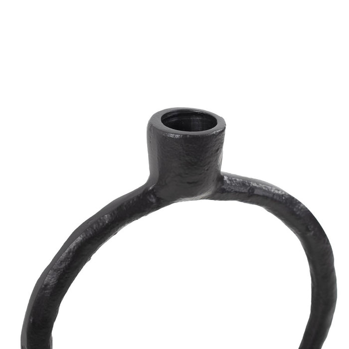 Howard Elliott Single Circle Arman Aluminum Candlestick, Black