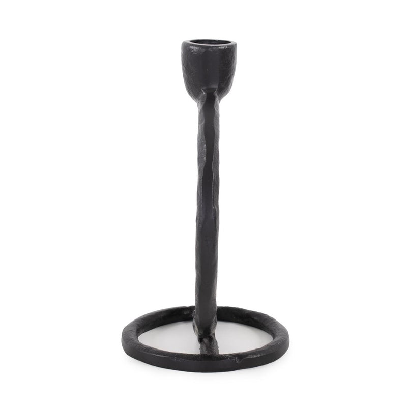 Howard Elliott Single Circle Arman Aluminum Candlestick, Black