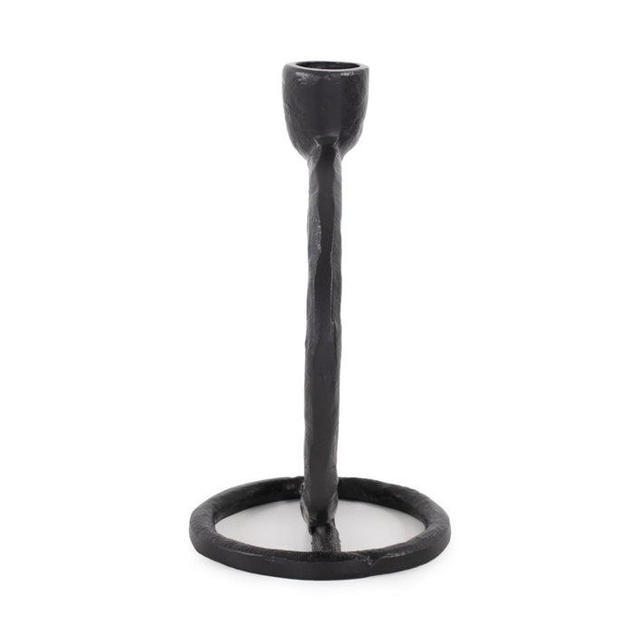 Howard Elliott Single Circle Arman Aluminum Candlestick, Black
