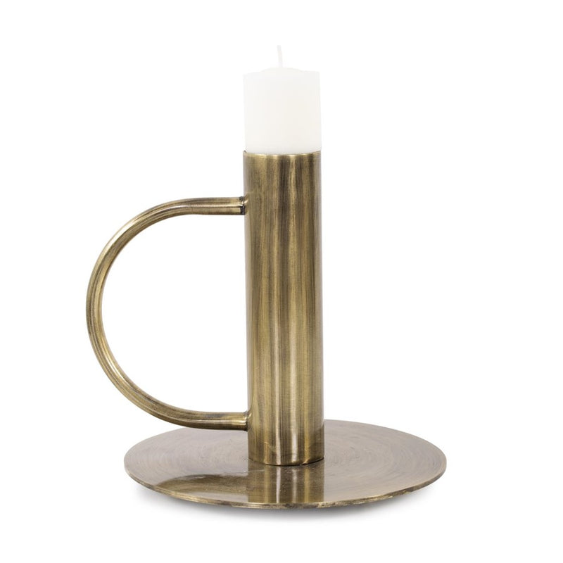 Howard Elliott Italo Tall Antique Brass Candle Holder/Handle - 190033