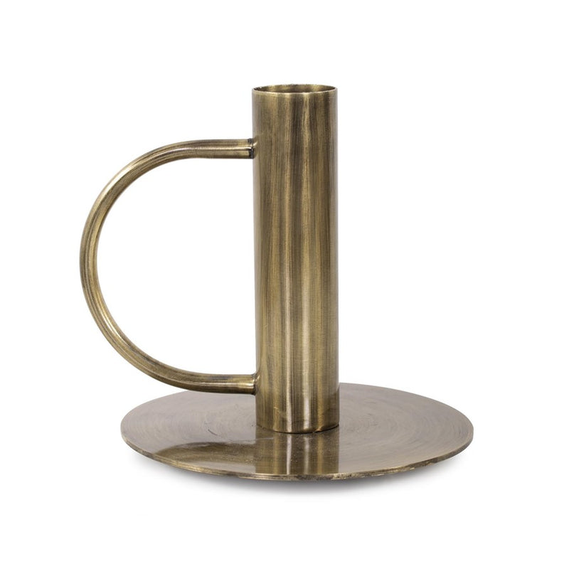 Howard Elliott Italo Tall Antique Brass Candle Holder/Handle