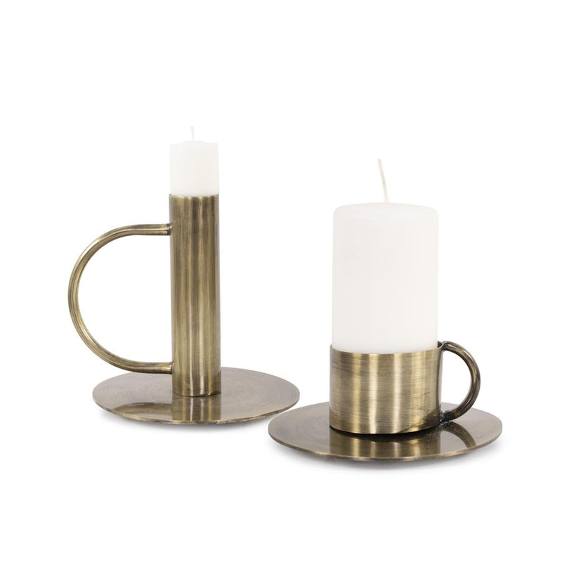 Howard Elliott Italo Tall Antique Brass Candle Holder/Handle