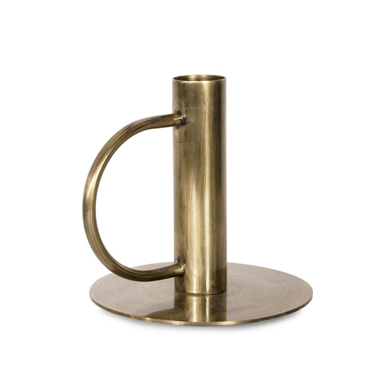 Howard Elliott Italo Tall Antique Brass Candle Holder/Handle