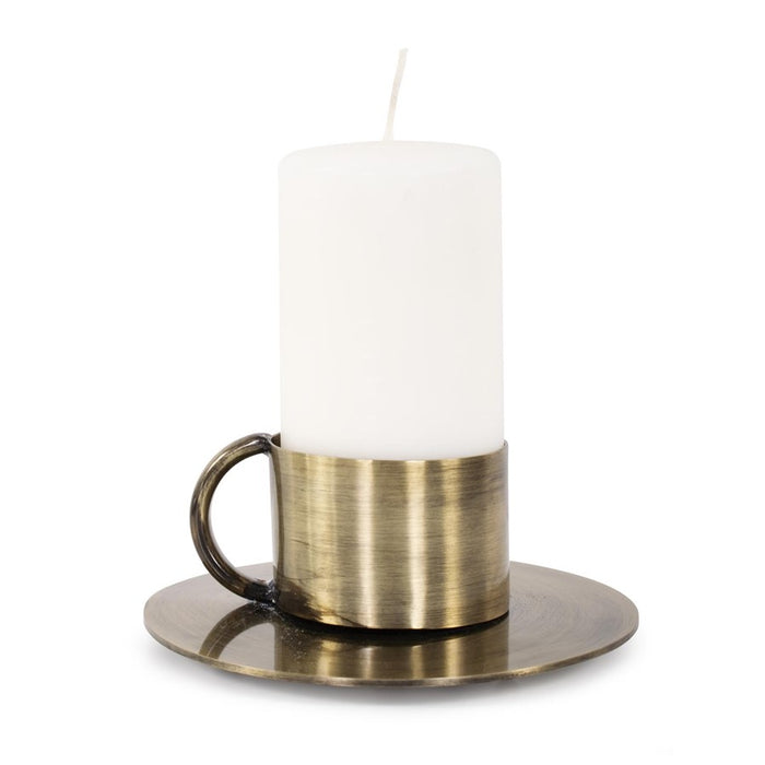 Howard Elliott Italo Short Antique Brass Candle Holder/Handle - 190034