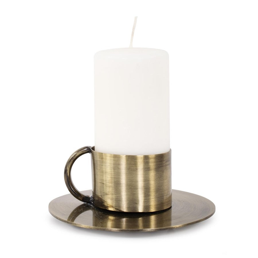 Howard Elliott Italo Short Antique Brass Candle Holder/Handle - 190034