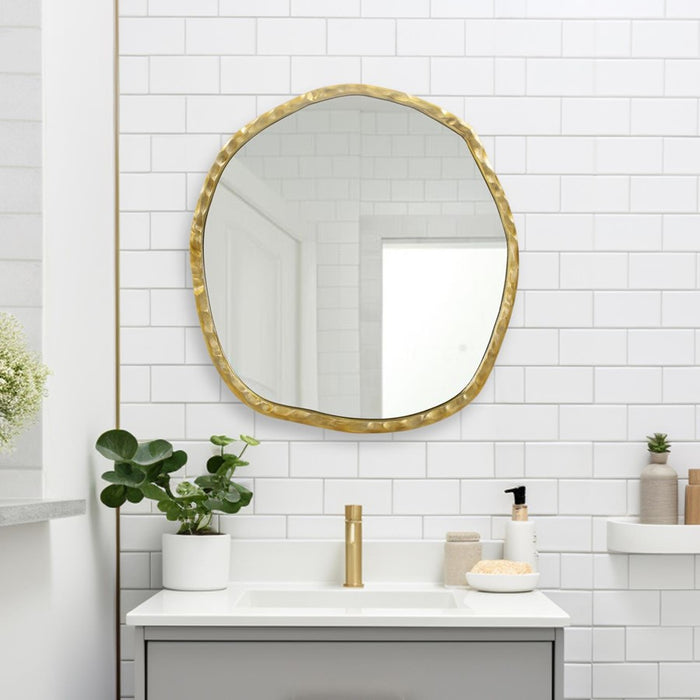 Howard Elliott Martine Abstract Cast Iron Mirror, Gold/Brass