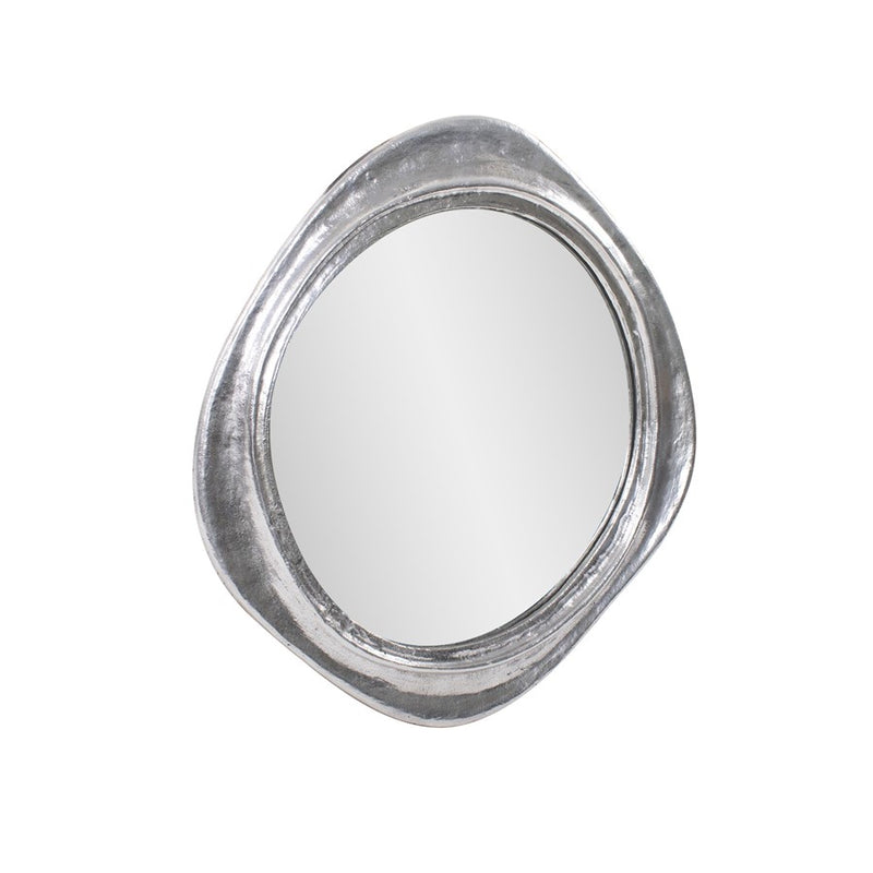 Howard Elliott Martine Abstract Cast Iron Mirror, Silver