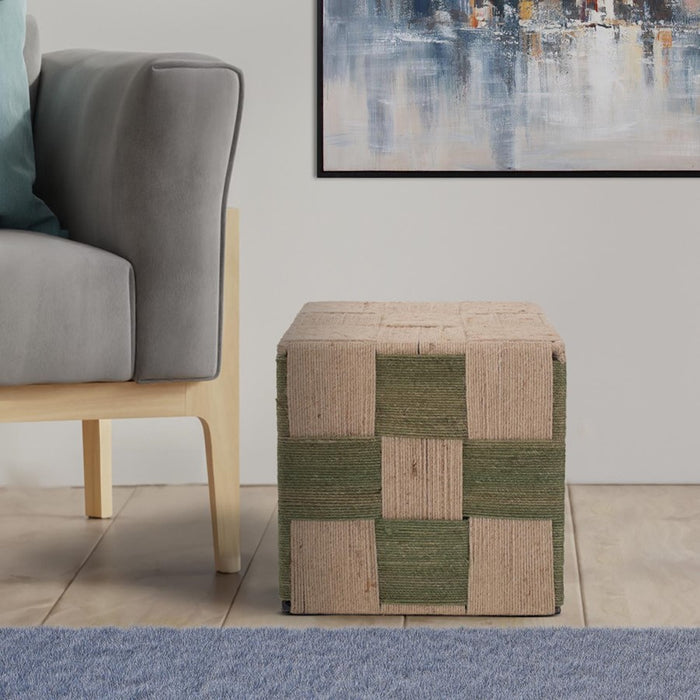 Howard Elliott Escobedo Square Jute Side Table, Green/Beige