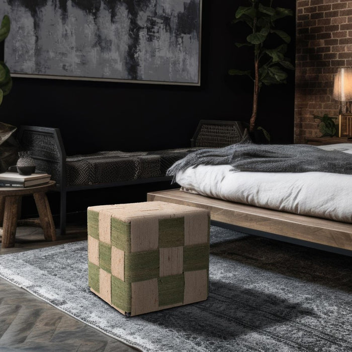 Howard Elliott Escobedo Square Jute Side Table, Green/Beige