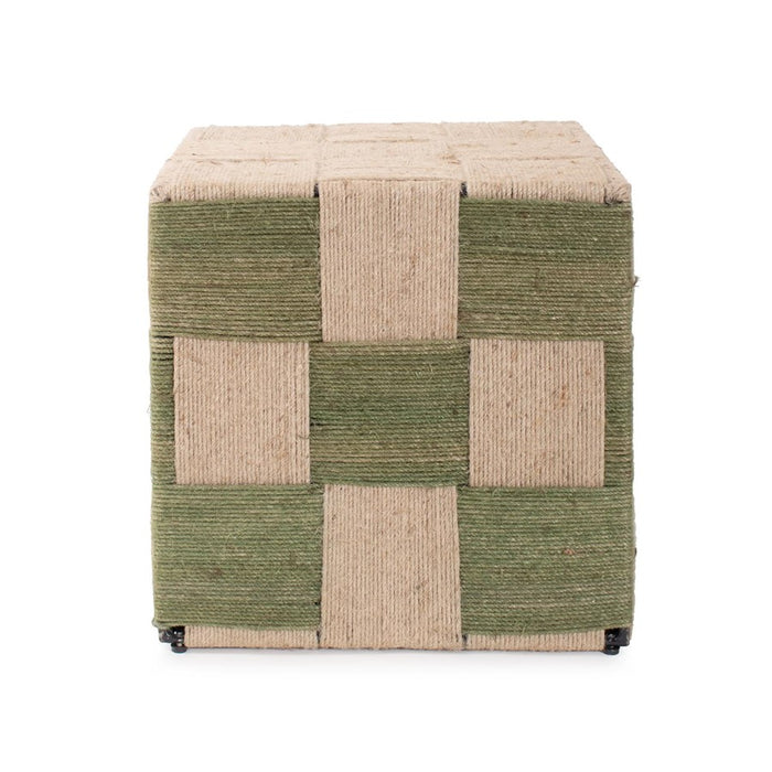Howard Elliott Escobedo Square Jute Side Table, Green/Beige
