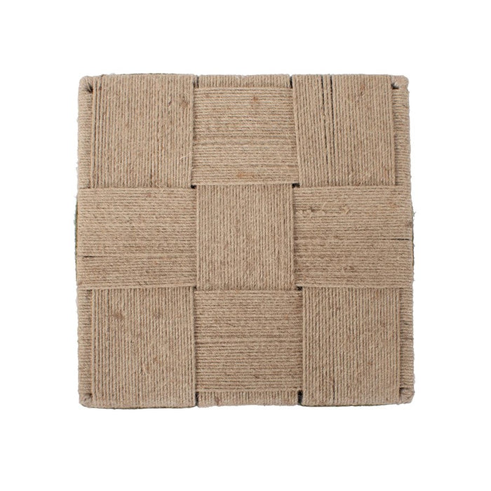 Howard Elliott Escobedo Square Jute Side Table, Green/Beige