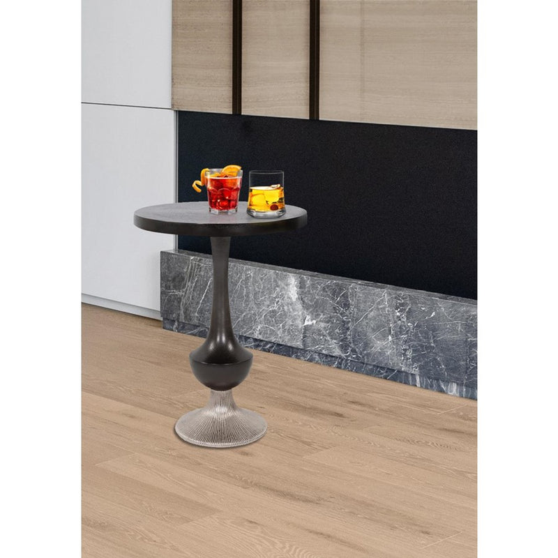 Howard Elliott Swanson Drink Table, Ebony/Nickel
