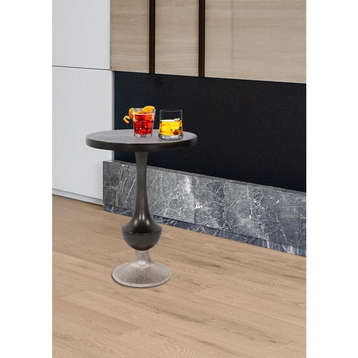 Howard Elliott Swanson Drink Table, Ebony/Nickel