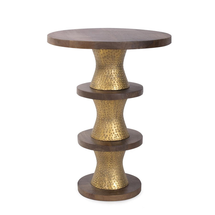 Howard Elliott Robin Baron Mattia Round Drink Table, Natural/Gold - 240001