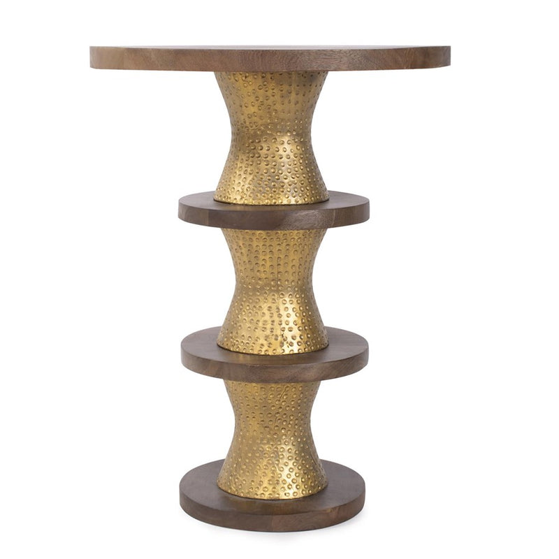 Howard Elliott Robin Baron Mattia Round Drink Table, Natural/Gold
