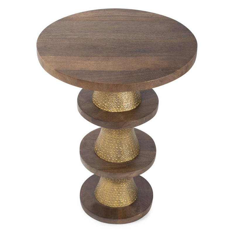 Howard Elliott Robin Baron Mattia Round Drink Table, Natural/Gold