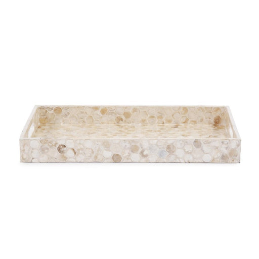 Howard Elliott Rectangular Capiz Shell Tray, Cream/Gray - 25156