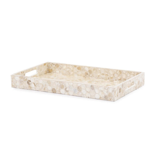 Howard Elliott Rectangular Capiz Shell Tray, Cream/Gray