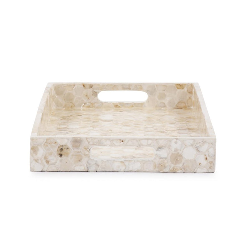Howard Elliott Rectangular Capiz Shell Tray, Cream/Gray
