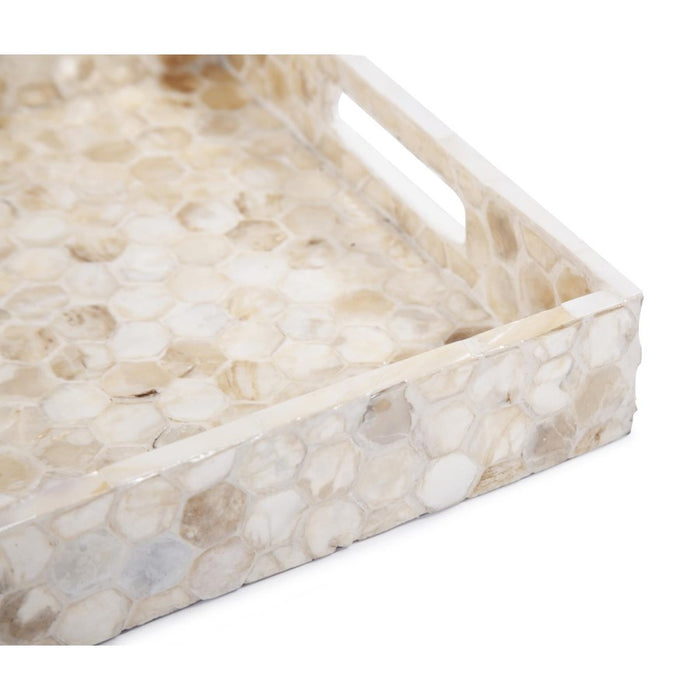 Howard Elliott Rectangular Capiz Shell Tray, Cream/Gray
