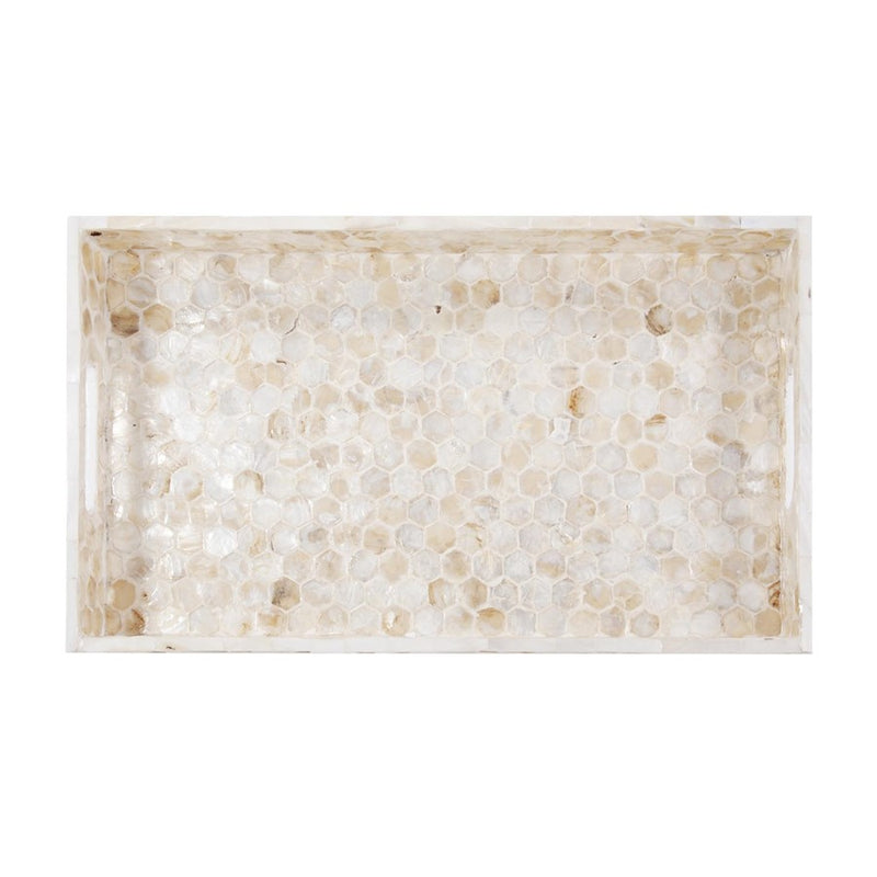 Howard Elliott Rectangular Capiz Shell Tray, Cream/Gray