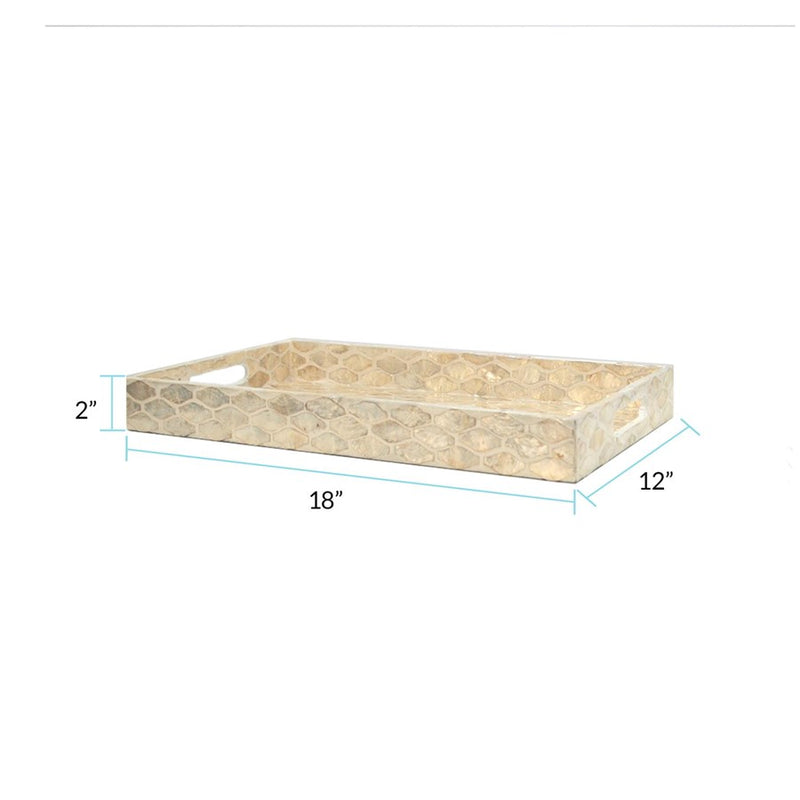 Howard Elliott Rectangular Capiz Shell Tray, Cream/Gray