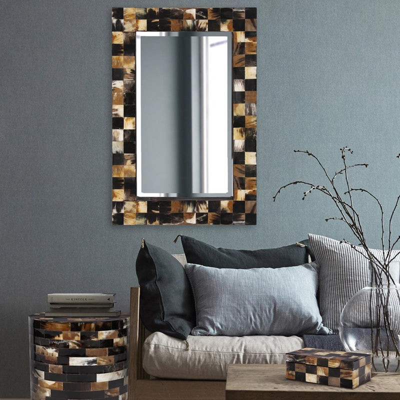 Howard Elliott Elias Horn Tiled Mirror, Brown/Black/White